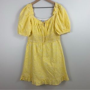 New York & Company Yellow Eyelet Cotton Dress